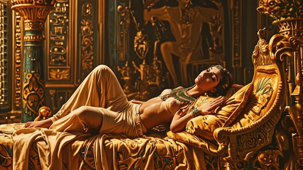 Imagen de cleopatra recostada en su alcoba